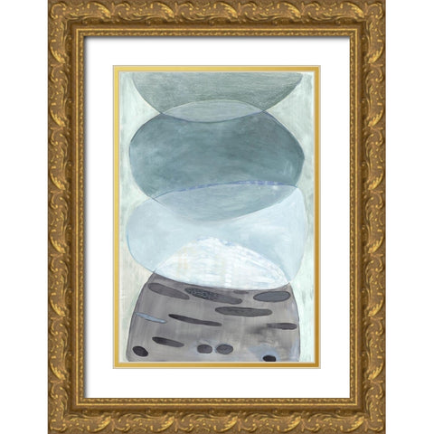 Proejction of Blue  Gold Ornate Wood Framed Art Print with Double Matting by Woods, Maya
