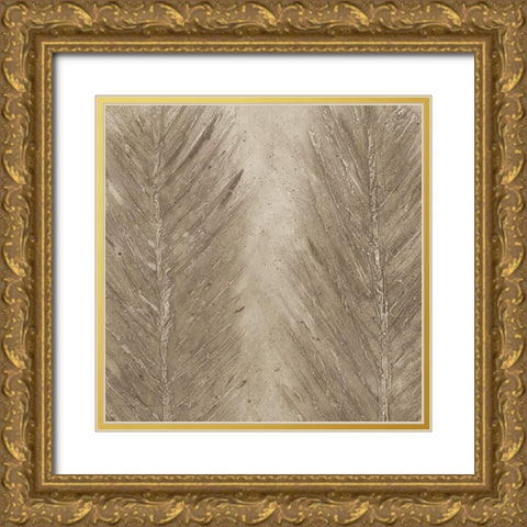 Golden Feathers II Gold Ornate Wood Framed Art Print with Double Matting by Woods, Maya