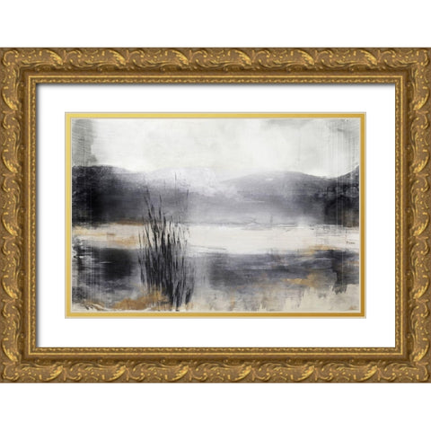 Still Blue Water I  Gold Ornate Wood Framed Art Print with Double Matting by Woods, Maya