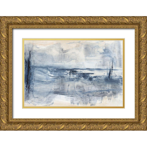 Still Blue Water II  Gold Ornate Wood Framed Art Print with Double Matting by Woods, Maya