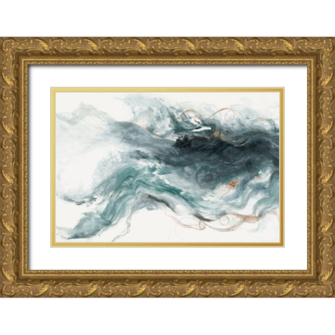 Teal Haze Gold Ornate Wood Framed Art Print with Double Matting by Woods, Maya