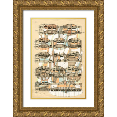 Geometry of Music Gold Ornate Wood Framed Art Print with Double Matting by Galapon, Nikki