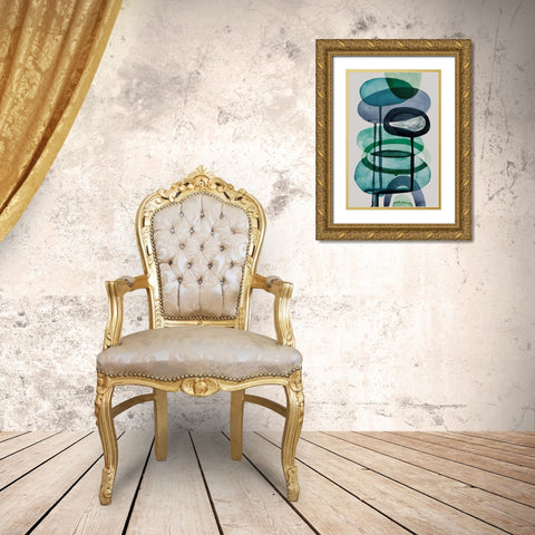 Blue Escape II Gold Ornate Wood Framed Art Print with Double Matting by Galapon, Nikki