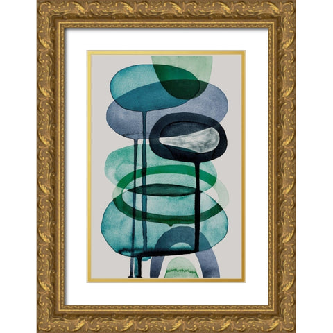 Blue Escape II Gold Ornate Wood Framed Art Print with Double Matting by Galapon, Nikki