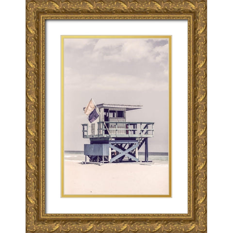 Miami Beach Lifeguard Tower Gold Ornate Wood Framed Art Print with Double Matting by Haase, Andrea