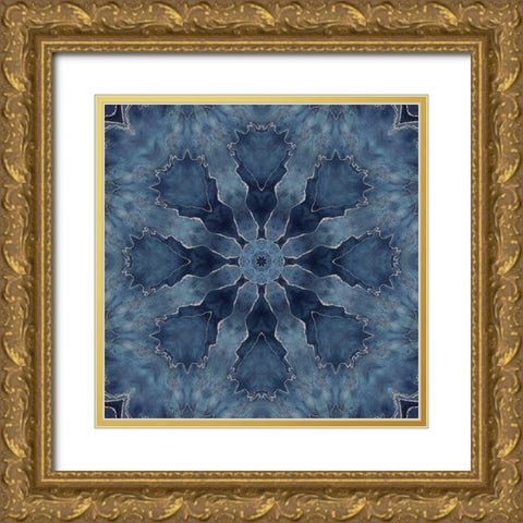 Navy Gold Tile I  Gold Ornate Wood Framed Art Print with Double Matting by Haase, Andrea