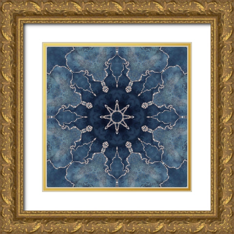 Navy Gold Tile II  Gold Ornate Wood Framed Art Print with Double Matting by Haase, Andrea