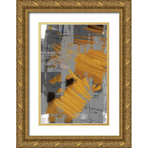 Yellow Slices Gold Ornate Wood Framed Art Print with Double Matting by Stelfox, Norm