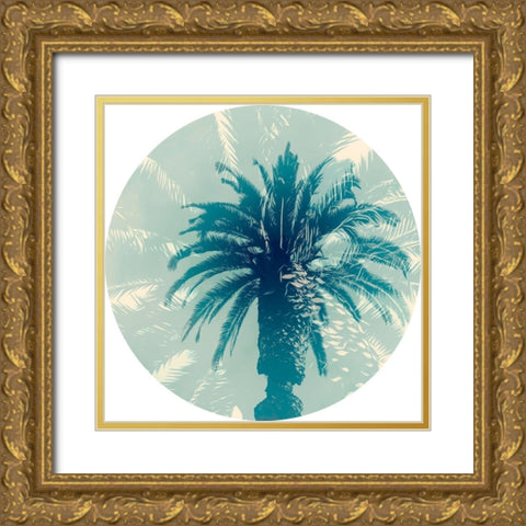 Blue Palm I  Gold Ornate Wood Framed Art Print with Double Matting by Stelfox, Norm