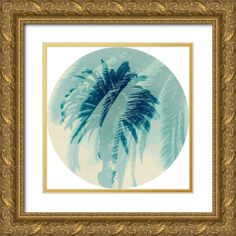 Blue Palm II  Gold Ornate Wood Framed Art Print with Double Matting by Stelfox, Norm