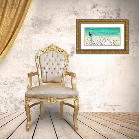 Beach Joy Gold Ornate Wood Framed Art Print with Double Matting by Novak, Rick