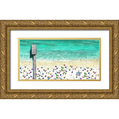 Beach Joy Gold Ornate Wood Framed Art Print with Double Matting by Novak, Rick