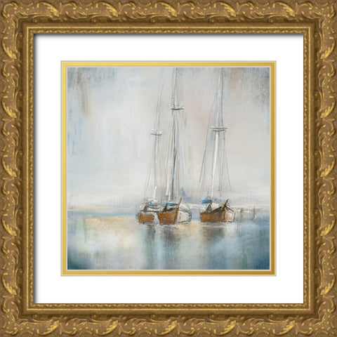 Blue Sailing I  Gold Ornate Wood Framed Art Print with Double Matting by Novak, Rick