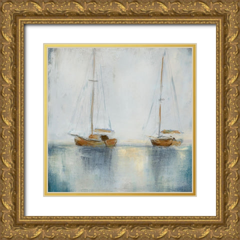 Blue Sailing II Gold Ornate Wood Framed Art Print with Double Matting by Novak, Rick