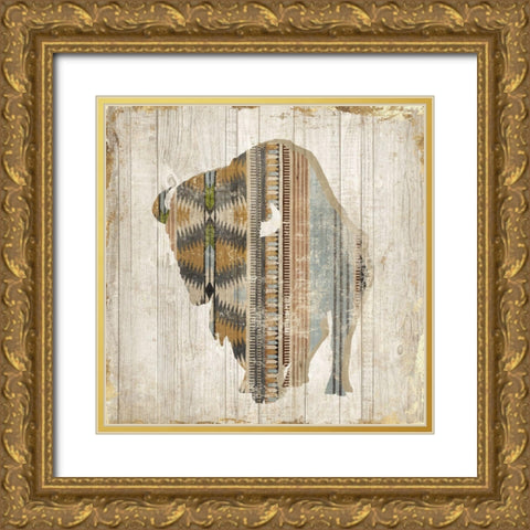 Navaho Bison I  Gold Ornate Wood Framed Art Print with Double Matting by Jones, Eli