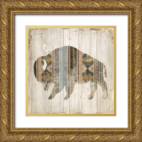 Navaho Bison II  Gold Ornate Wood Framed Art Print with Double Matting by Jones, Eli
