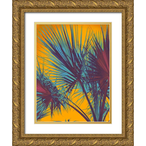 Palms Shadows Gold Ornate Wood Framed Art Print with Double Matting by Orlov, Irena