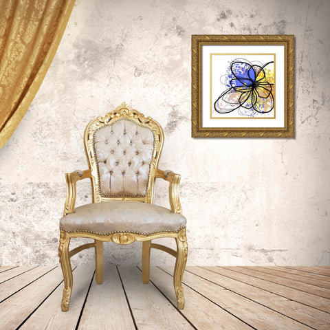 Blue Splash Flower II Gold Ornate Wood Framed Art Print with Double Matting by Orlov, Irena