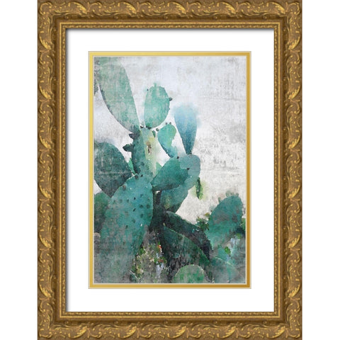 Rustic Cactus Gold Ornate Wood Framed Art Print with Double Matting by Orlov, Irena