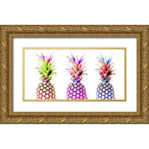 Colourful Pinapples I  Gold Ornate Wood Framed Art Print with Double Matting by Orlov, Irena