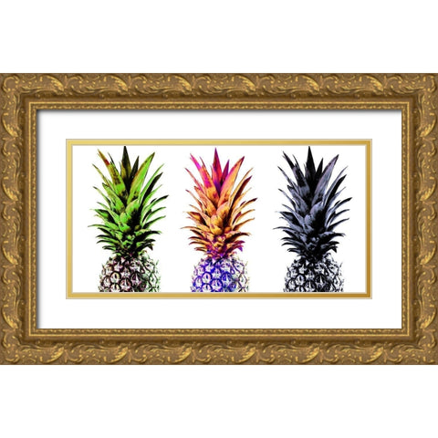 Colourful Pinapples II  Gold Ornate Wood Framed Art Print with Double Matting by Orlov, Irena