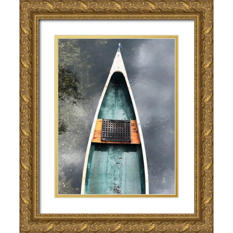Blue Old Wooden Boat II Gold Ornate Wood Framed Art Print with Double Matting by Orlov, Irena