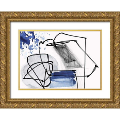 Illusion of Blue  Gold Ornate Wood Framed Art Print with Double Matting by Orlov, Irena