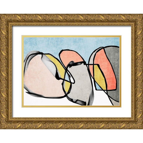 Mid-Century Modern Abstract II Gold Ornate Wood Framed Art Print with Double Matting by Orlov, Irena