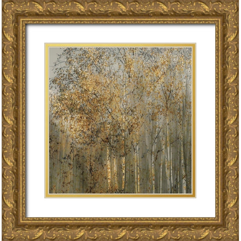 Birch Impression Gold Ornate Wood Framed Art Print with Double Matting by Talen