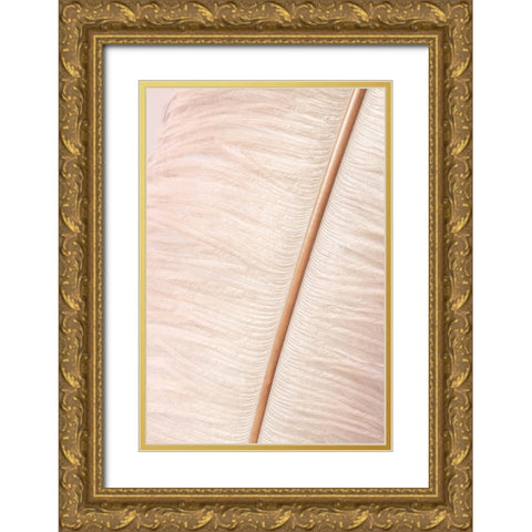 Feather Gold Ornate Wood Framed Art Print with Double Matting by Studio III