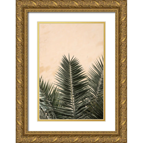 Studio III - Palm leaves and Wall Gold Ornate Wood Framed Art Print with Double Matting by Studio III