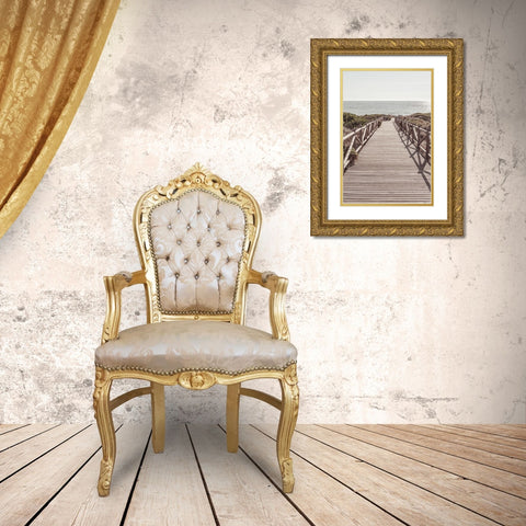 Studio III - Beach 003 Gold Ornate Wood Framed Art Print with Double Matting by Studio III