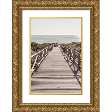 Studio III - Beach 003 Gold Ornate Wood Framed Art Print with Double Matting by Studio III