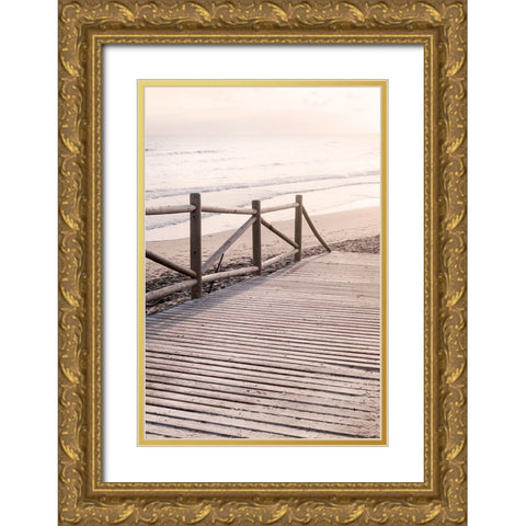 Studio III - Beach 011 Gold Ornate Wood Framed Art Print with Double Matting by Studio III