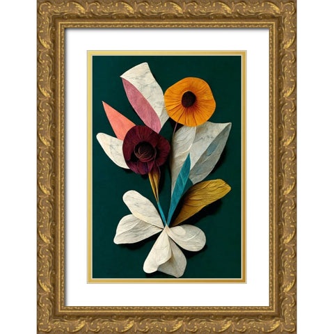 A Paper Bouquet Gold Ornate Wood Framed Art Print with Double Matting by Treechild