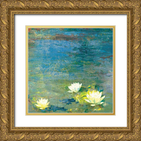 Flowers in the Pond Gold Ornate Wood Framed Art Print with Double Matting by PI Studio