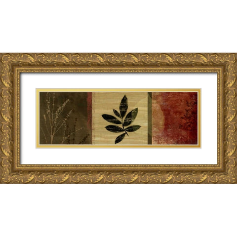 Leaf Impressions II Gold Ornate Wood Framed Art Print with Double Matting by PI Studio