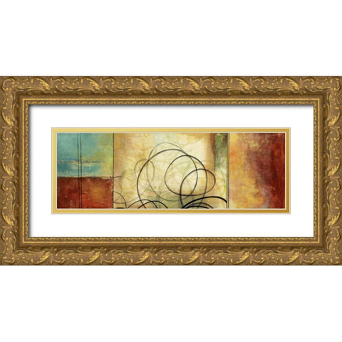 Twirlies II Gold Ornate Wood Framed Art Print with Double Matting by PI Studio