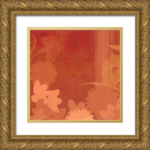 Shades of Red Gold Ornate Wood Framed Art Print with Double Matting by PI Studio