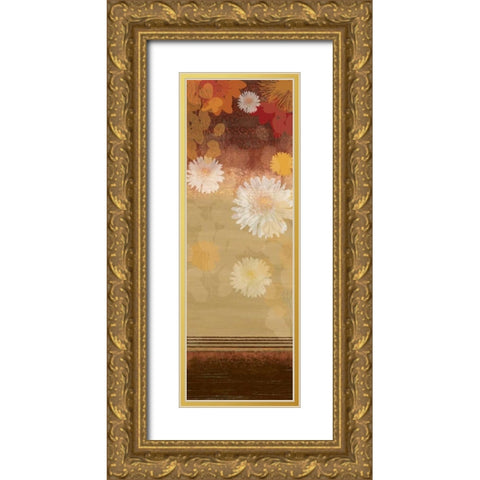 Floating Florals I Gold Ornate Wood Framed Art Print with Double Matting by PI Studio