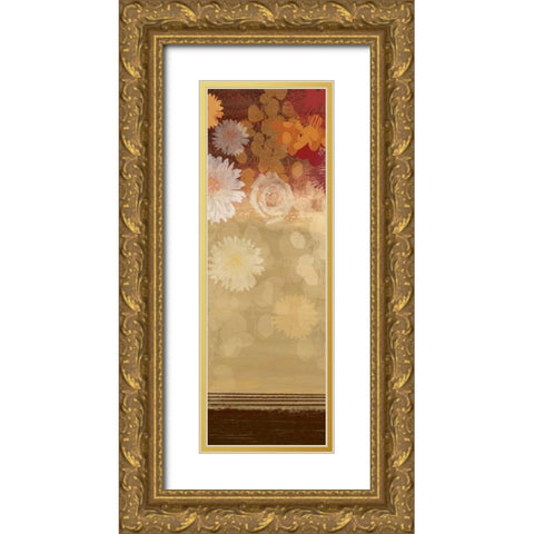 Floating Florals II Gold Ornate Wood Framed Art Print with Double Matting by PI Studio