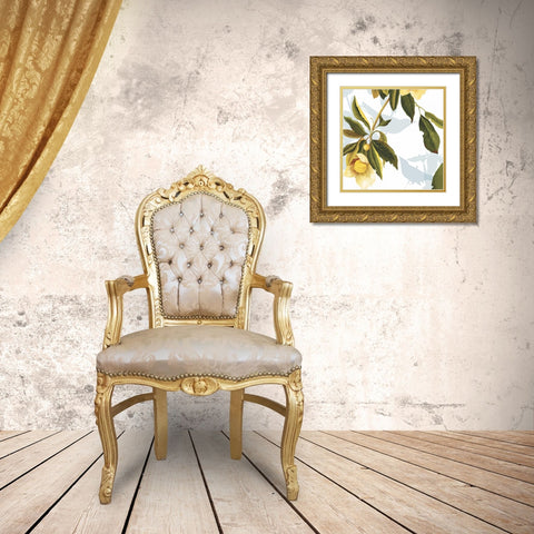 Lemon Floral Gold Ornate Wood Framed Art Print with Double Matting by PI Studio