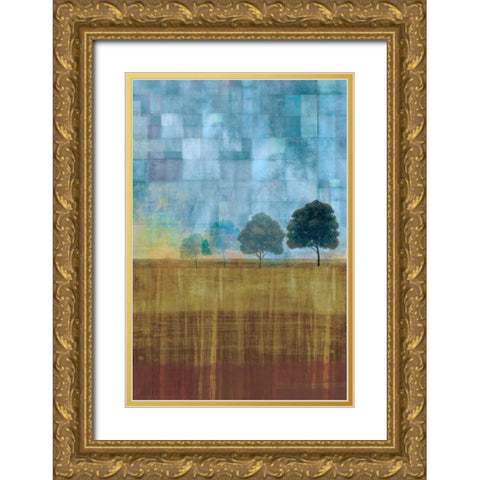 Earth and Sky Gold Ornate Wood Framed Art Print with Double Matting by PI Studio