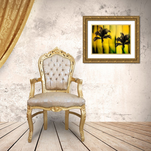 Two Palms Gold Ornate Wood Framed Art Print with Double Matting by PI Studio