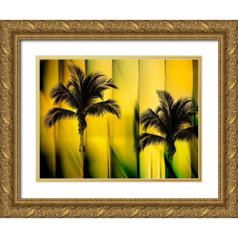 Two Palms Gold Ornate Wood Framed Art Print with Double Matting by PI Studio