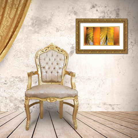 Tangerine and Cream Gold Ornate Wood Framed Art Print with Double Matting by PI Studio