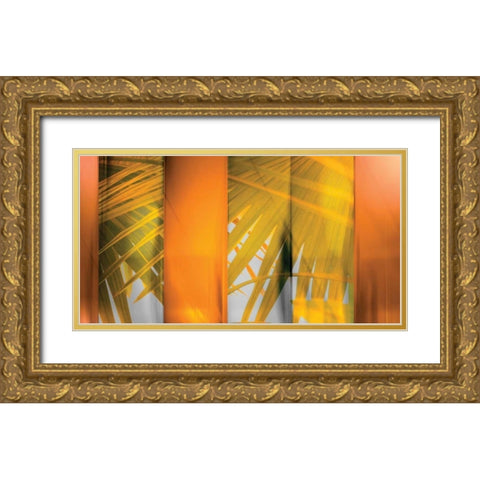 Tangerine and Cream Gold Ornate Wood Framed Art Print with Double Matting by PI Studio