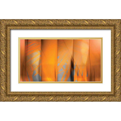Tangerine on Grey Gold Ornate Wood Framed Art Print with Double Matting by PI Studio