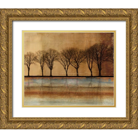 In a Row Gold Ornate Wood Framed Art Print with Double Matting by PI Studio