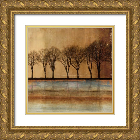 In A Row Gold Ornate Wood Framed Art Print with Double Matting by PI Studio